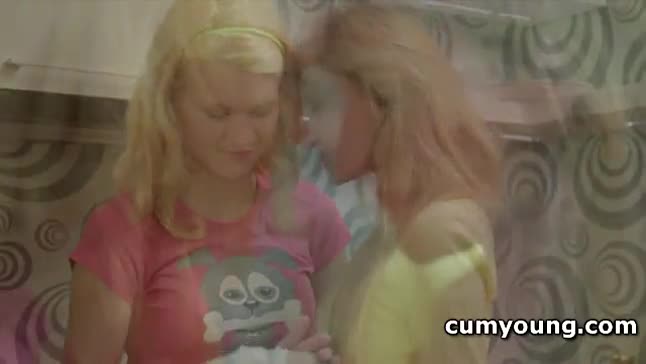 Teen blondes turning each other on with soft touches and kisses